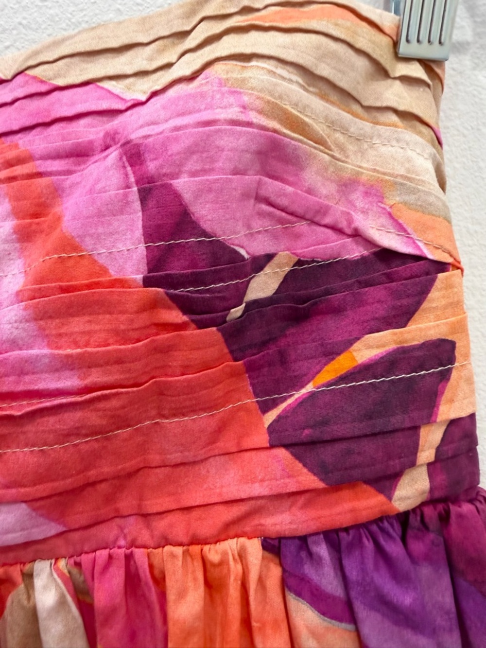 H&M Flirty Floral Print Mini Dress Pink Orange Purple 100% Cotton Size M - Picture 10 of 11